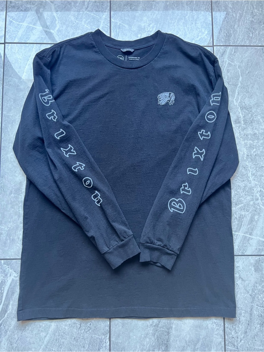 Brixton Mens XXL Primo Long Sleeve Graphic T-Shirt Black Standard Fit Cotton Tee
